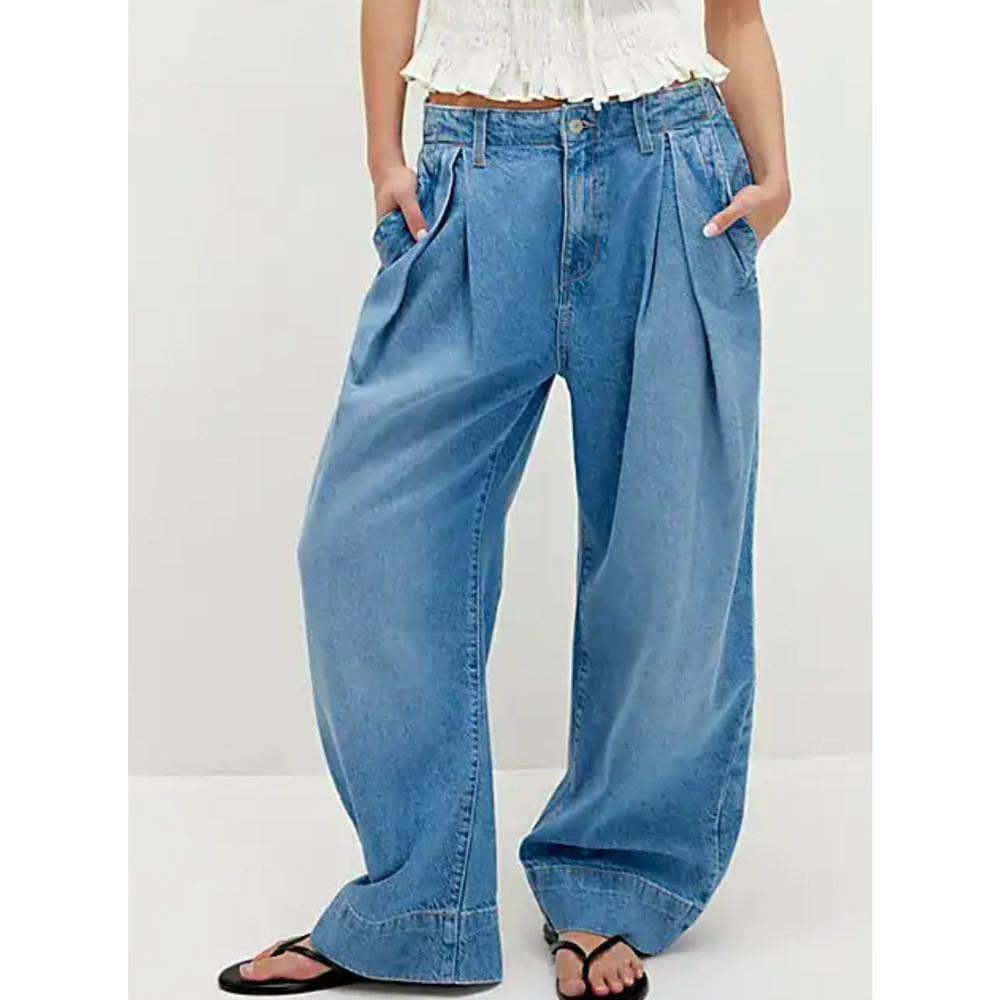 NEW FREE PEOPLE WE THE FREE CRVY NEW SPIN TROUSER JEANS SZ 34